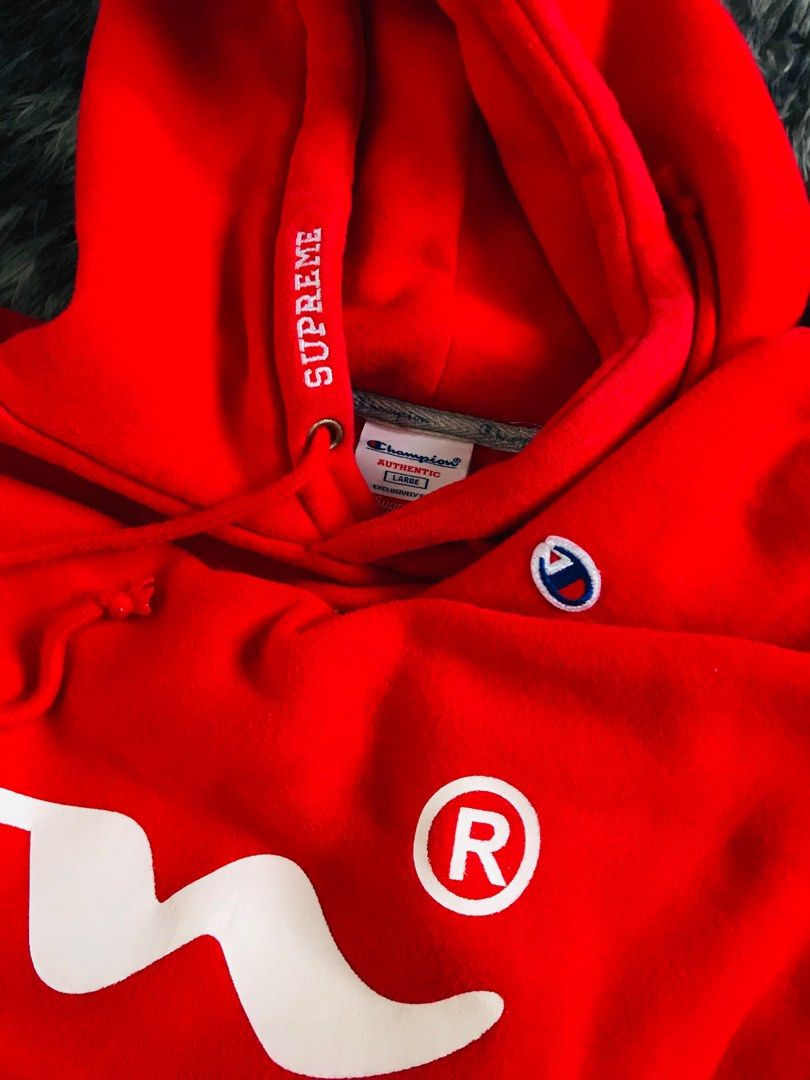Supreme x on sale champion hoodie red