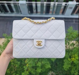Chanel Mini Sweet Classic Flap White Caviar Aged Gold Hardware in 2023
