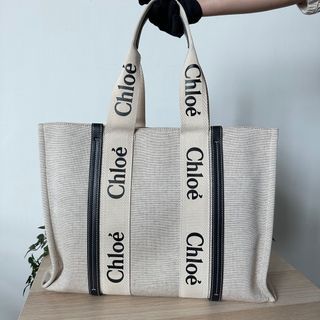 Chloe Beige & Navy Woody Large Tote