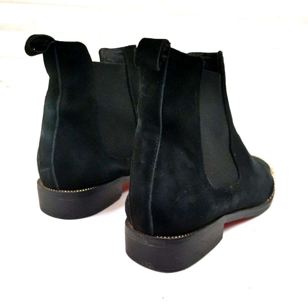 Christian Louboutin Jesse Metal Toe Leather Chelsea Boots in Black for Men