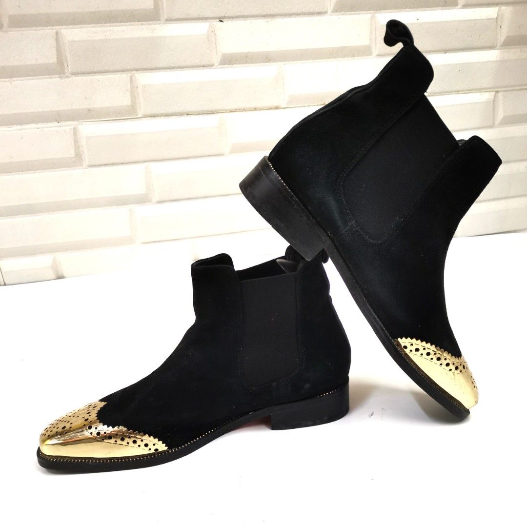 Christian Louboutin Jesse Metal Toe Leather Chelsea Boots in Black