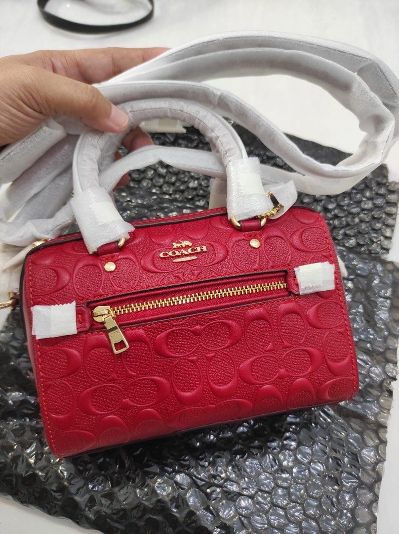 ORI 100% Coach Mini Rowan red embos, Barang Mewah, Tas & Dompet di Carousell