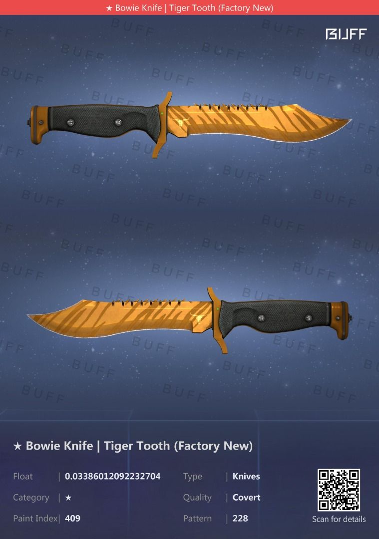 CSGO Bowie Knife Tiger Tooth FN, Video Gaming, Gaming Accessories, In