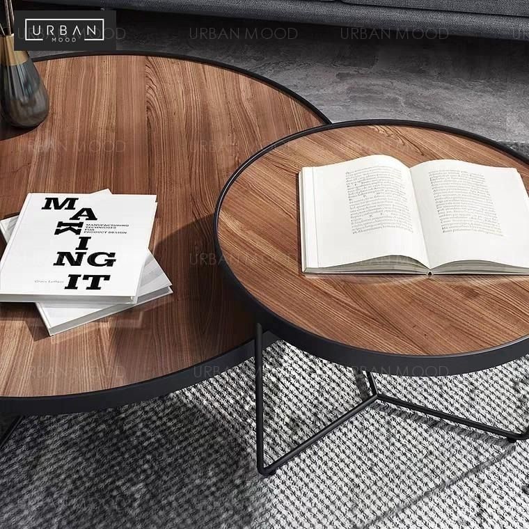 CYPRESS Solid Wood Round Nesting Coffee Table, Furniture & Home Living