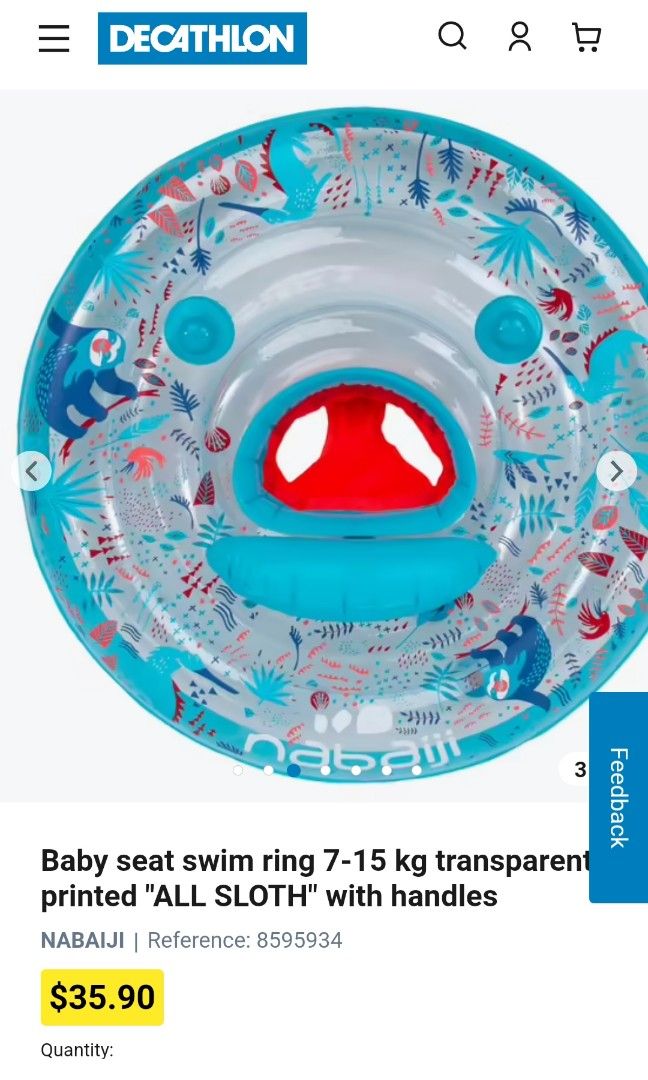 Decathalon Nabaiji Baby seat swim ring float with handles