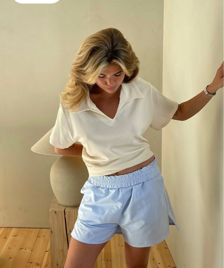 Djerf Avenue Breezy Shorts Blue, Women's Fashion, Bottoms, Shorts