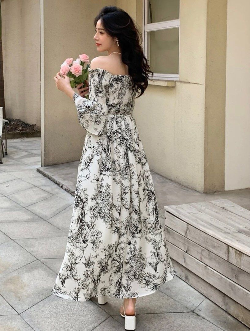 Size M L Floral Off Shoulder Dress