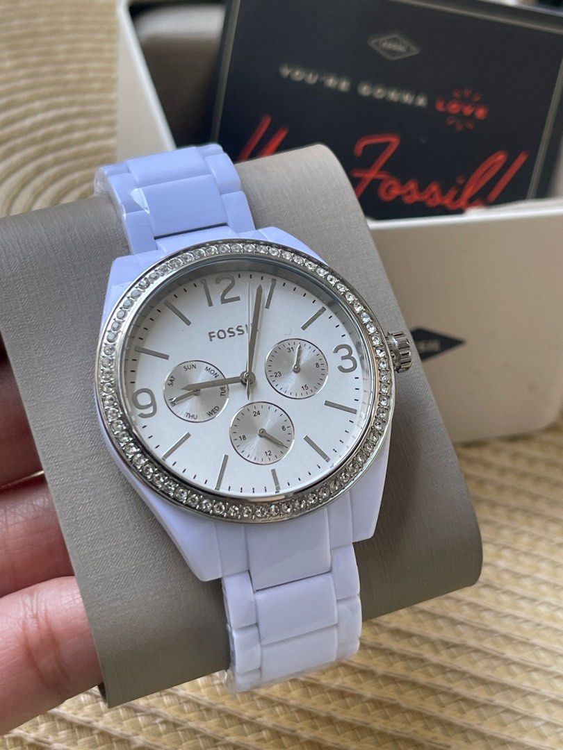Fossil US Caleign Multifunction White Acetate Chronograph Women s Watch Arrived from US