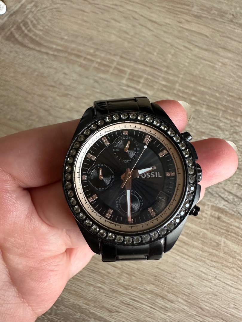 All black deals fossil watch women's