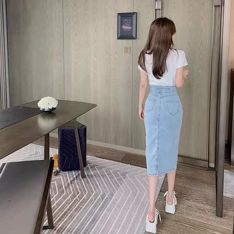 Denim pencil skirt top malaysia