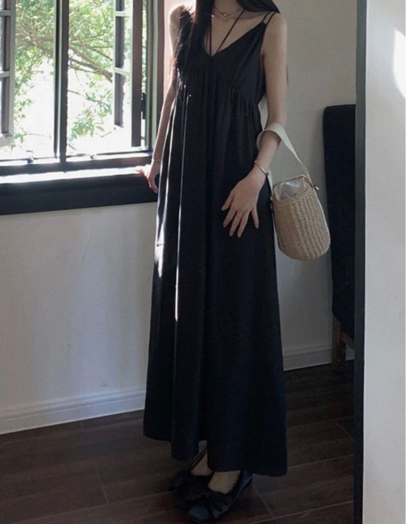 Casual maxi hotsell black dress