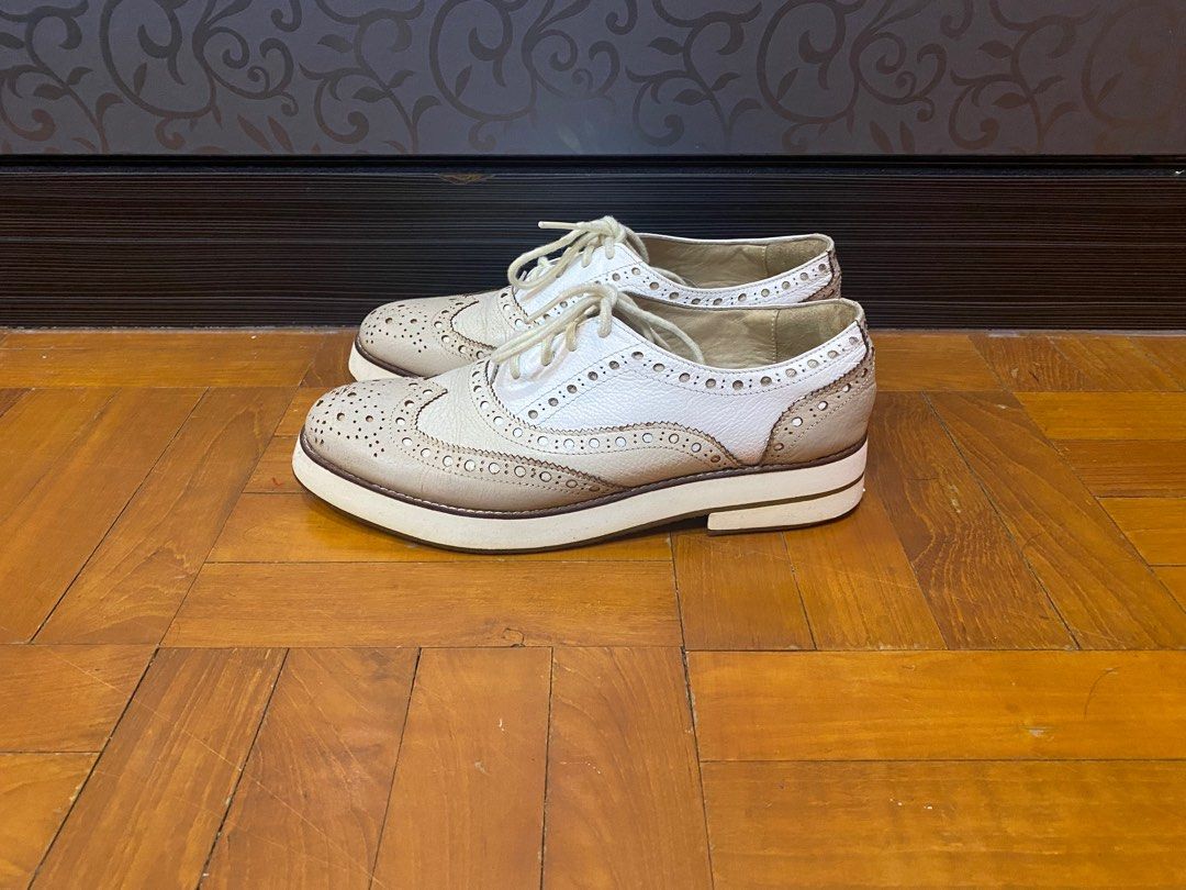 FREE Winter White Brogue Shoes Women s Fashion Footwear Flats