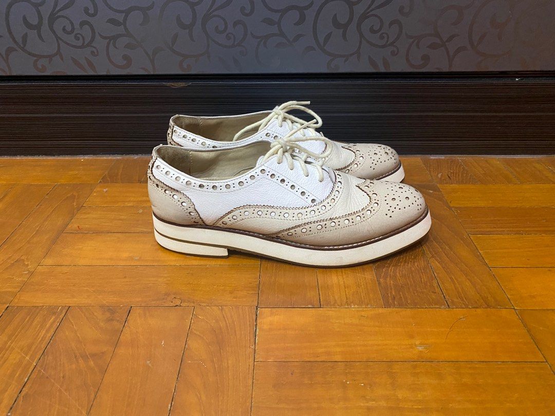 White cheap brogue shoes