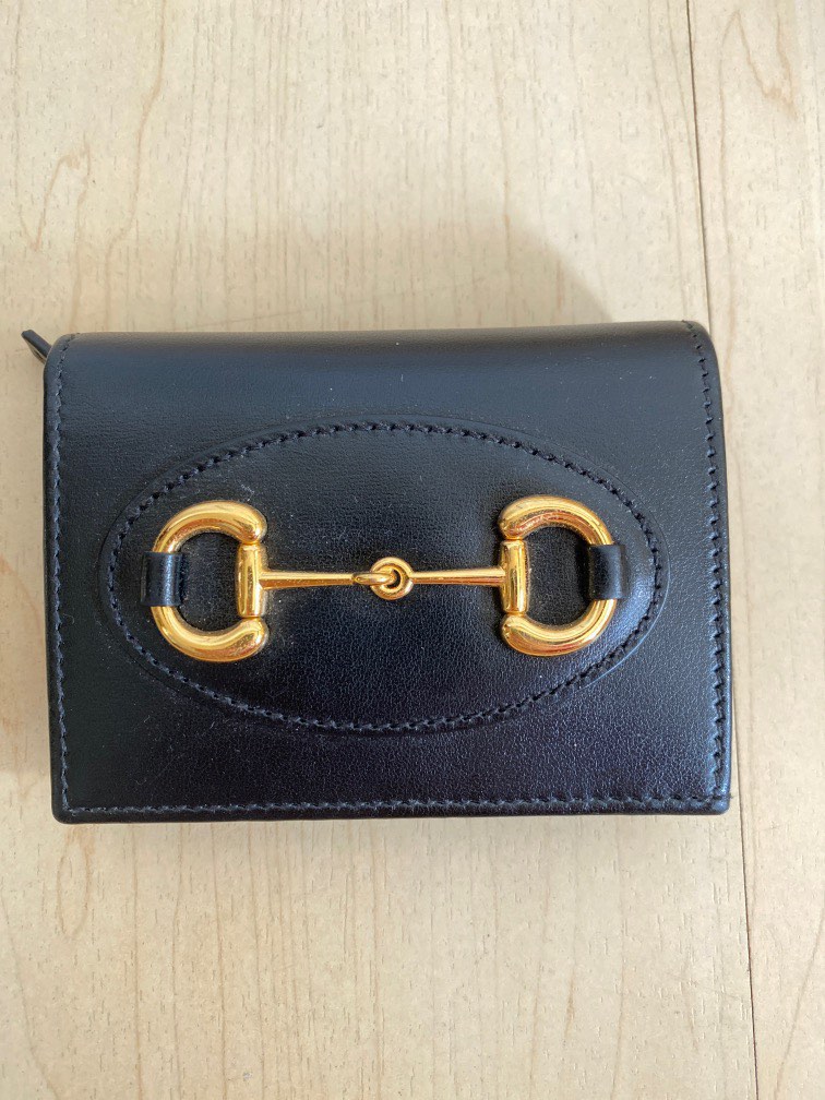 Gucci Long Wallet with Horsebit, Black, Leather