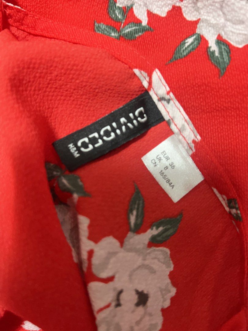 H M DIVIDED ORIGINAL WRAP DRESS RED FLORAL Women s Fashion