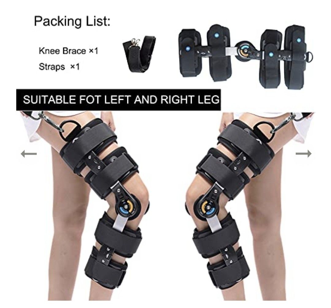 Fracture Hinged Knee Brace ROM Post OP Knee Immobilizer Brace Leg Braces  Orthopedic Patella Knee Brace Knee Immobilizer Brace Support Orthosis,  Adjustable for Left Leg and Right Leg(D002-1), Health & Nutrition, Braces
