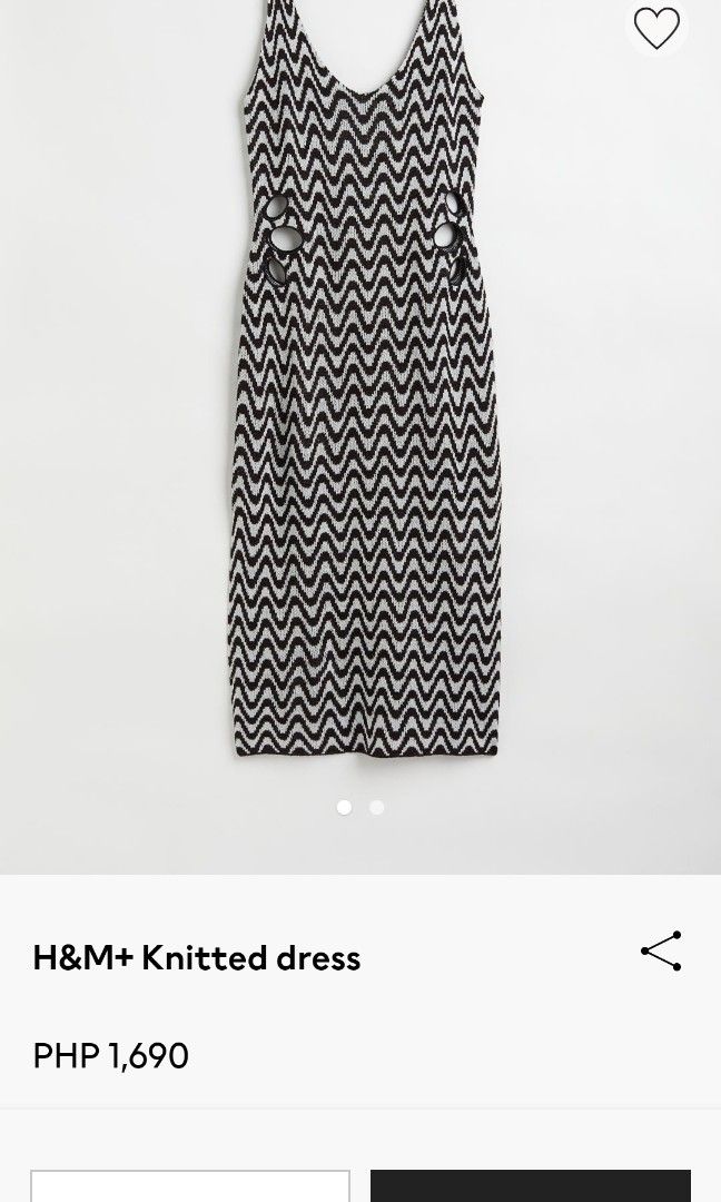 H M Black White Knit Midi Dress Women s Fashion Dresses Sets Dresses on Carousell