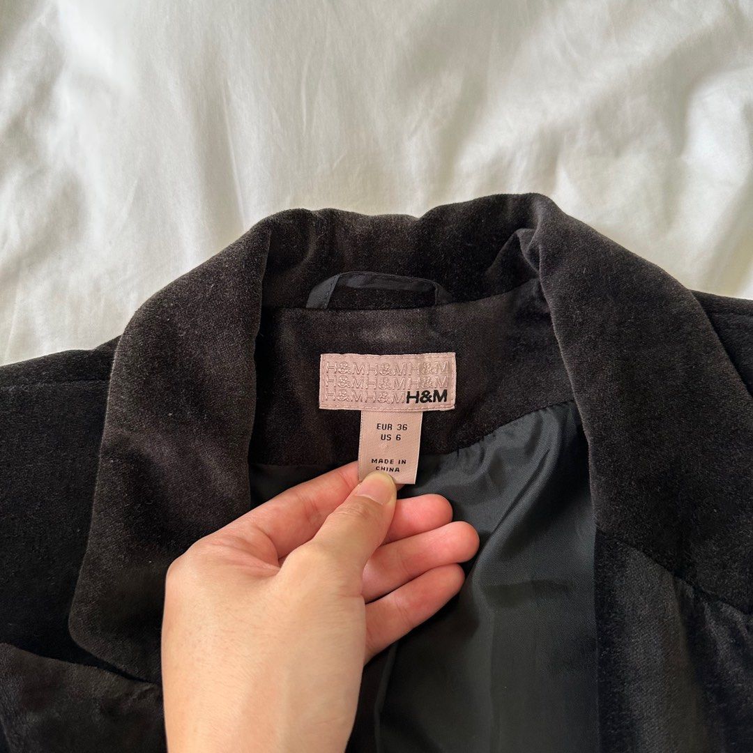 H and m velvet blazer hot sale