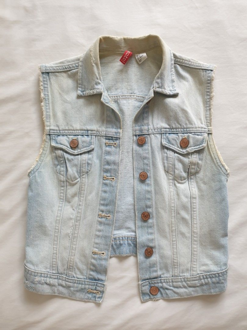 H&m denim vest sales women