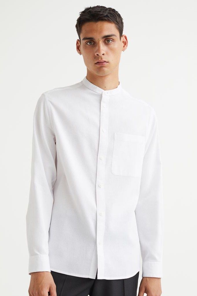 Mandarin collar shirt h&m hotsell