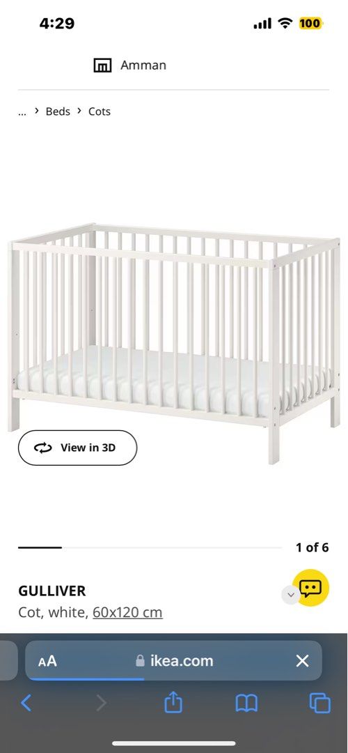 IKEA BABY COT, Babies & Kids, Baby Nursery & Kids Furniture, Cots