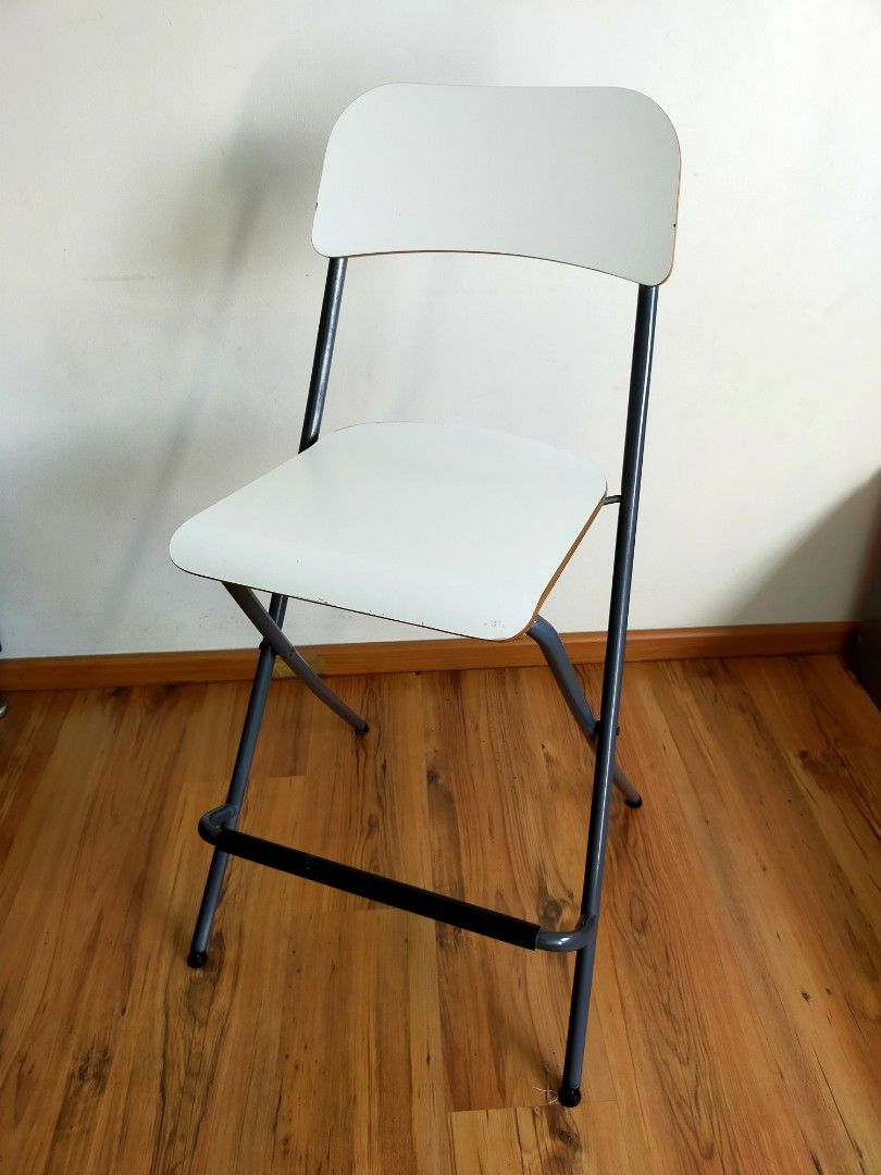 IKEA Franklin Foldable Bar Stool in white, Furniture & Home Living