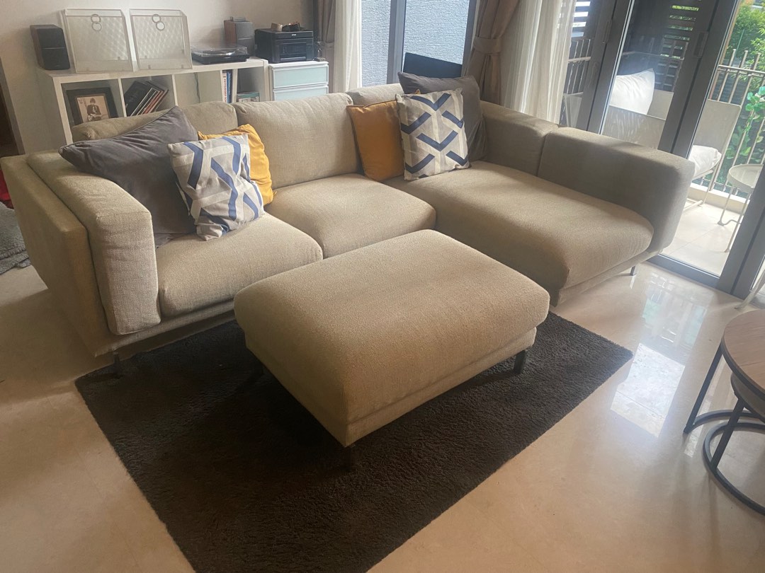 IKEA NOCKEBY SOFA with Chaise Lounge and Ottoman, Furniture & Home