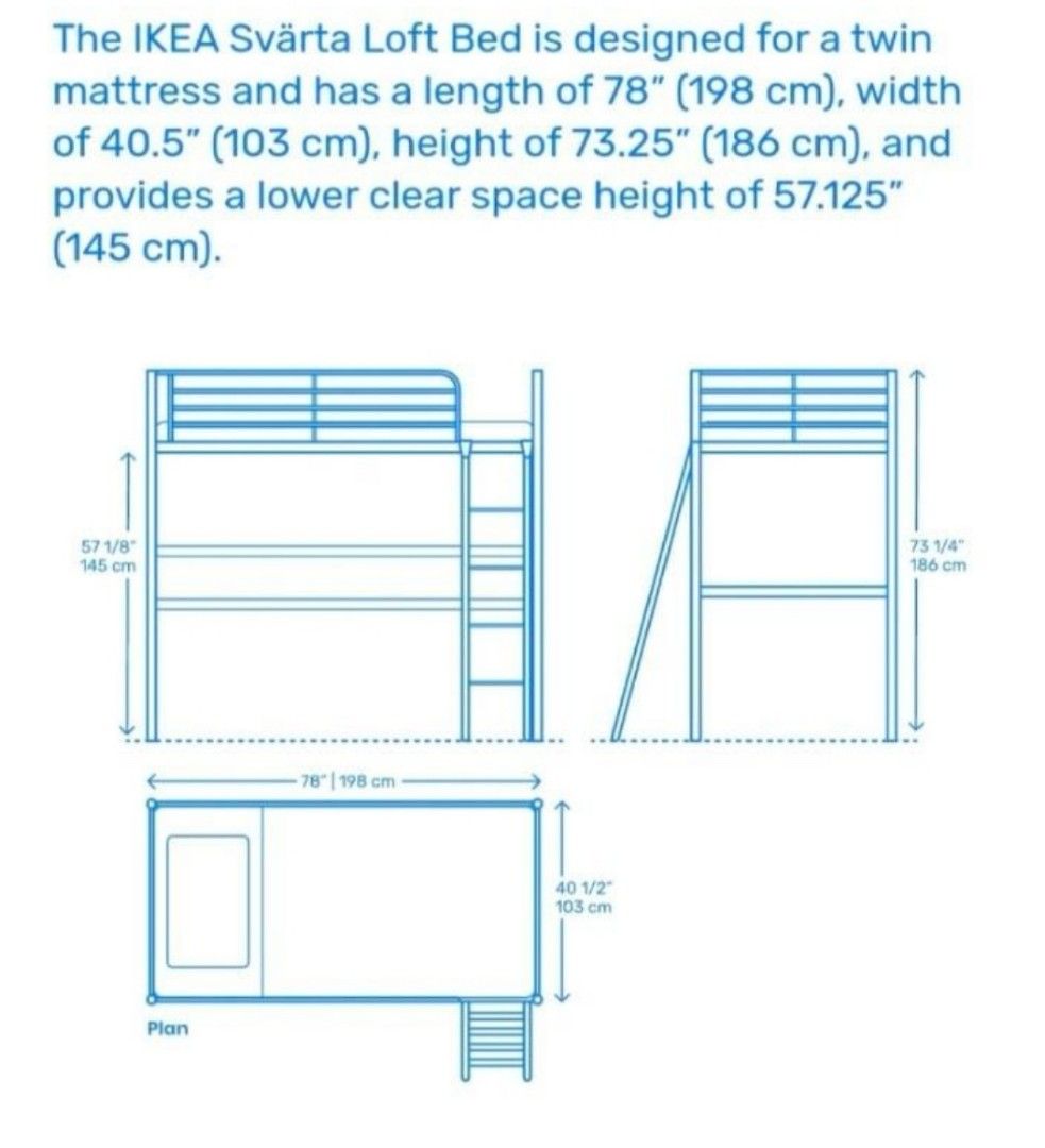IKEA Svarta loft bed, Furniture & Home Living, Furniture, Bed Frames