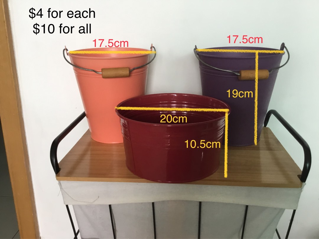 IKEA, tin canned buckets, Furniture & Home Living, Home Decor, Other