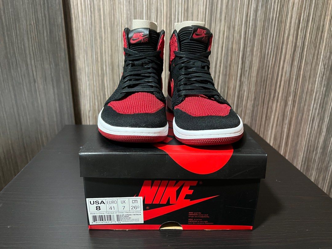 Jordan 1 Retro High Flyknit Bred Men s Fashion Footwear