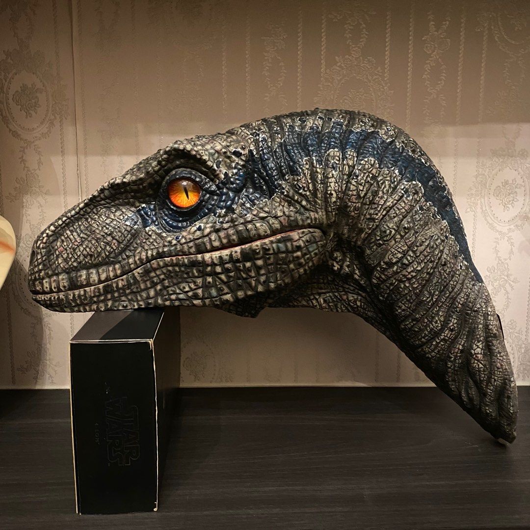 Jurassic park Estatua Velociraptor Blue Life size head wall mount