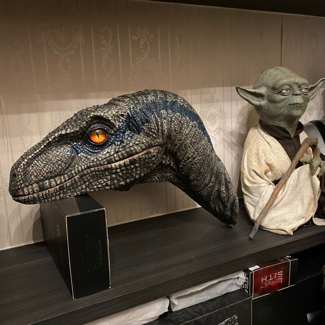 Jurassic park Estatua Velociraptor Blue Life size head wall mount