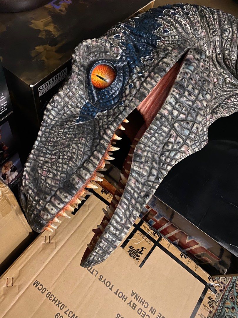 Jurassic park Estatua Velociraptor Blue Life size head wall mount