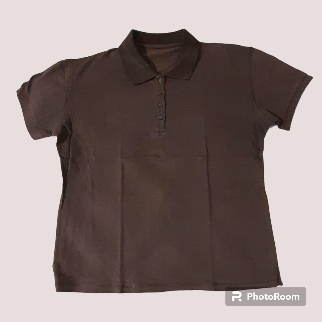 Kaos Berkerah Warna Coklat, Fesyen Wanita, Pakaian Wanita, Atasan di
