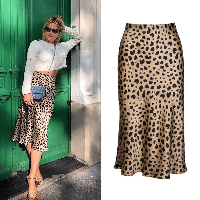 Stylish Leopard Print Elegant Large Hem Maxi Skirt