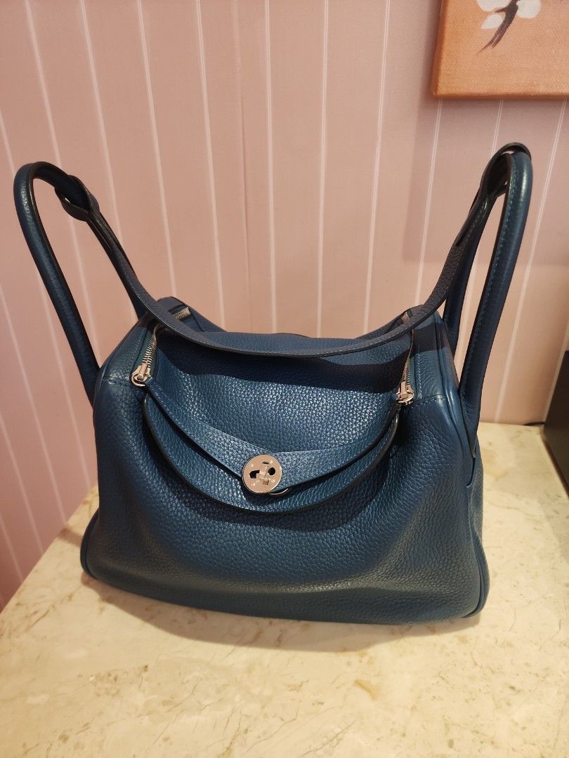 Hermes Lindy bag 30 Blue brighton Clemence leather Silver hardware