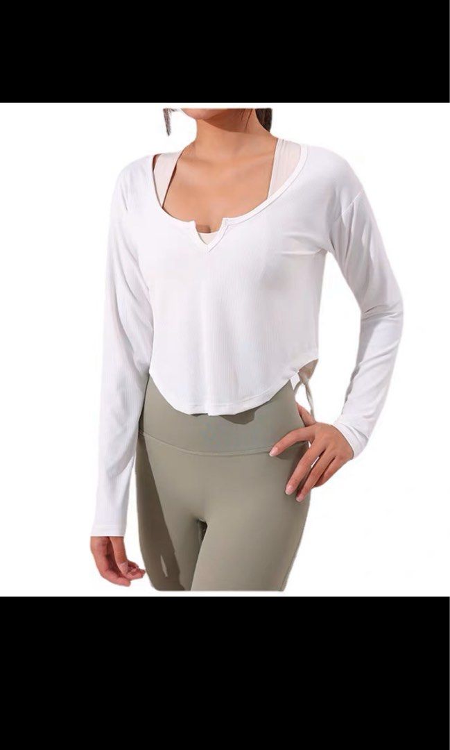 White long online sleeve activewear