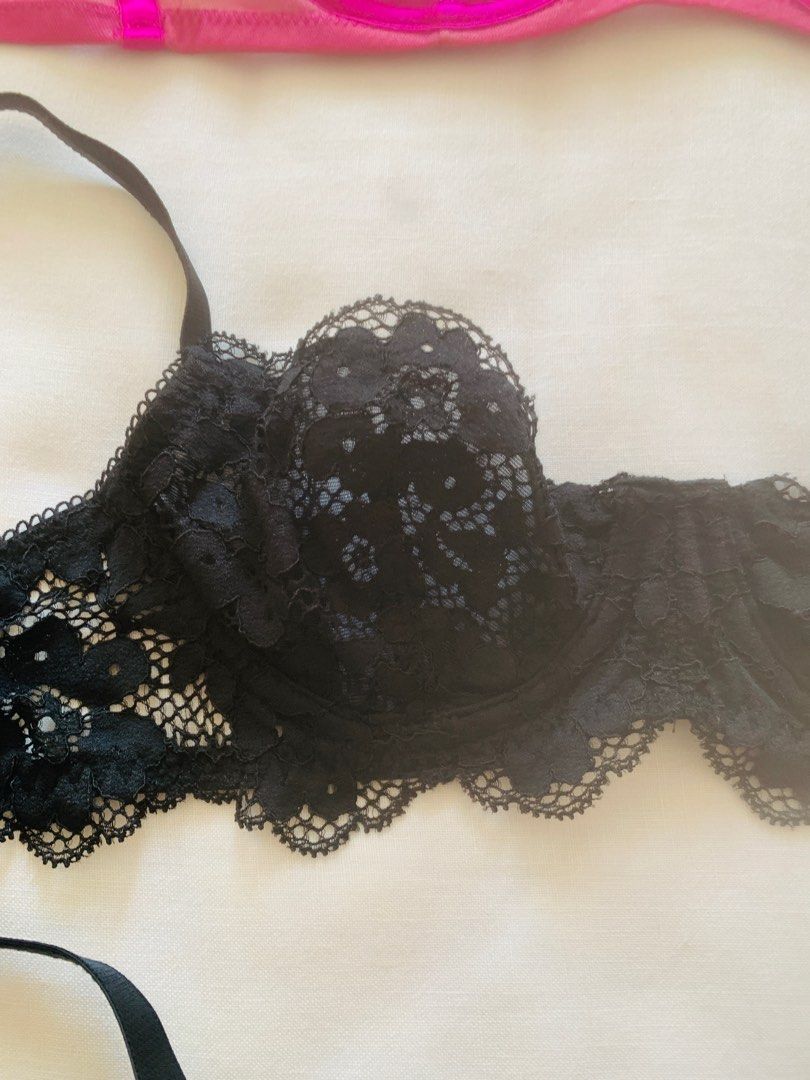 Lot of mesh, lace and unlined bras 32A Black Purple, Women's