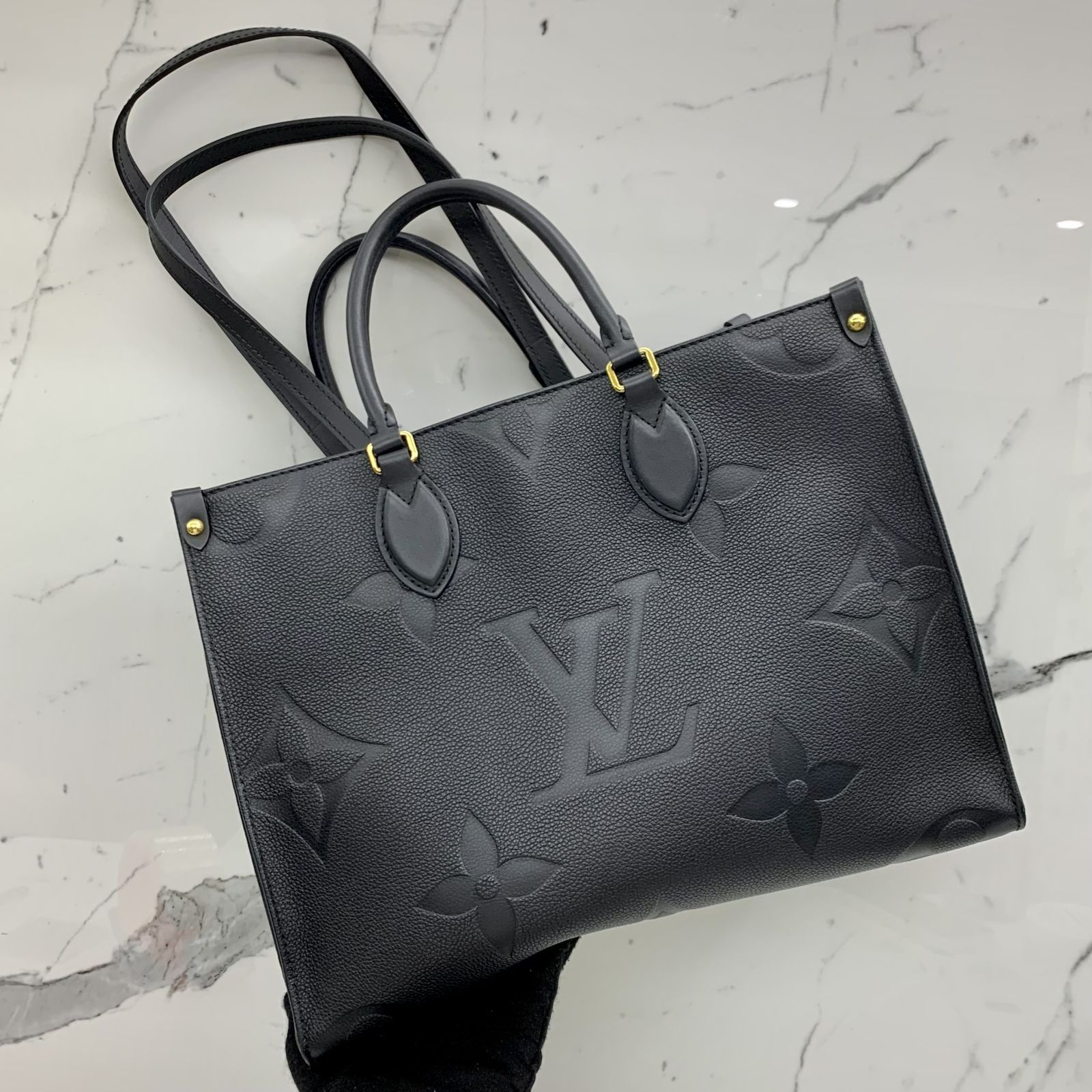Louis Vuitton Neverfull MM with Pouch, Empreinte Leather Khaki and Beige,  New in Dustbag - Julia Rose Boston