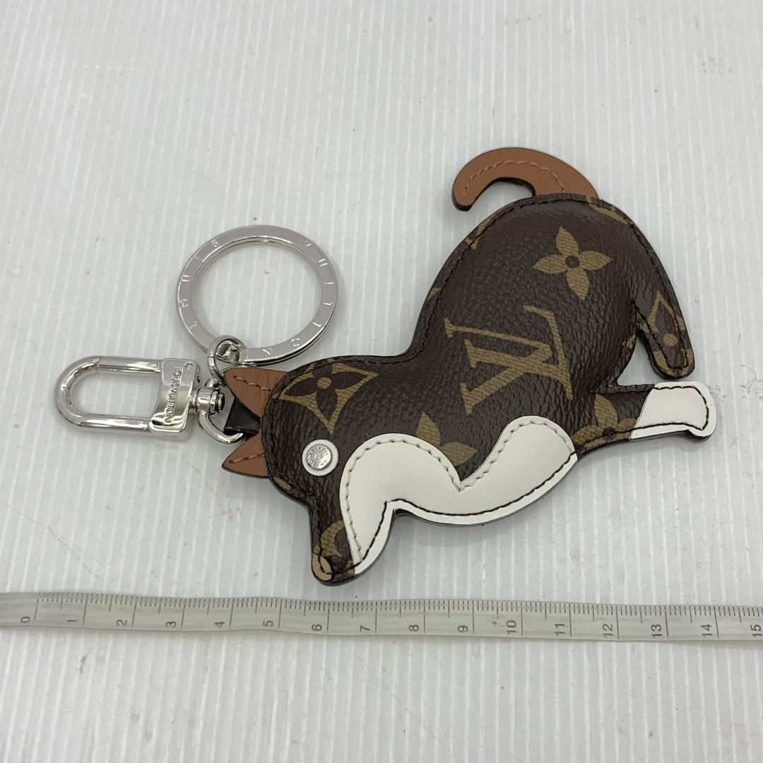 Louis Vuitton LV Shiba Key Holder and Bag Charm Beige Leather