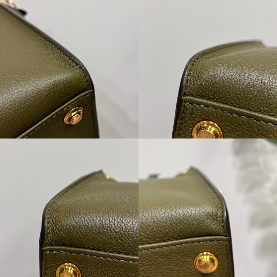 LOUIS VUITTON Calfskin Monogram On My Side MM Laurier Green Toffee