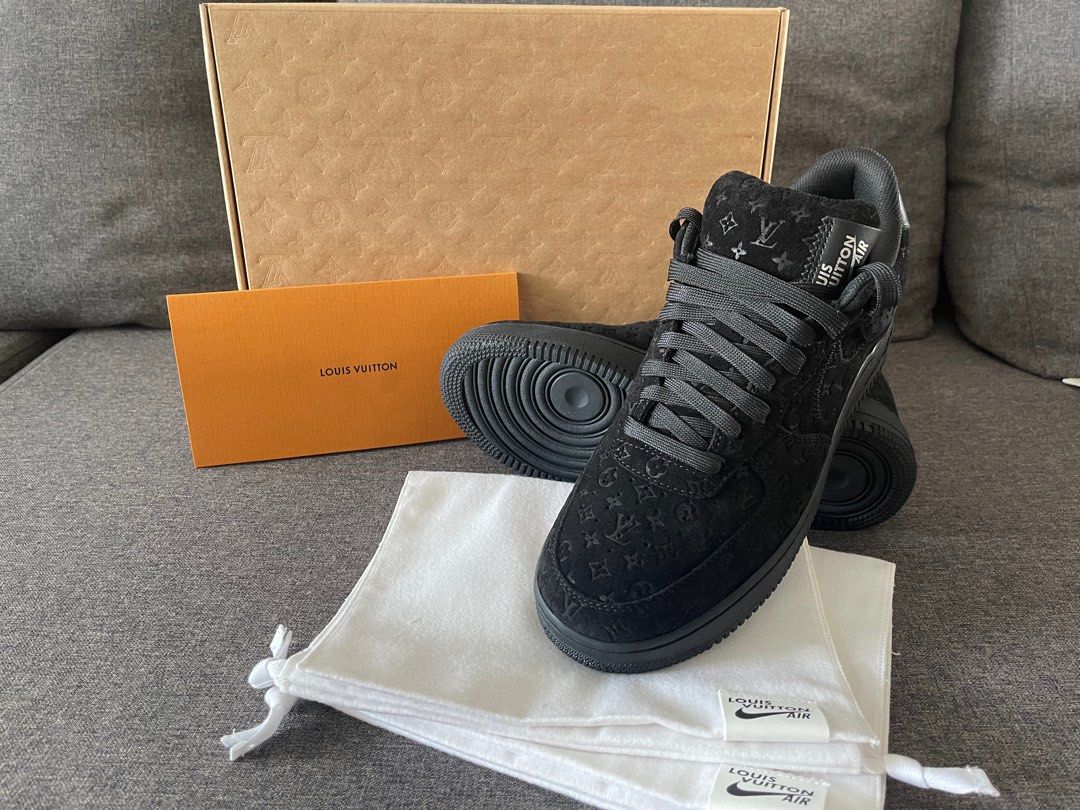 Louis Vuitton, Shoes, X Nike Air Force Suedecalfskin Monogram Mens Lowtop  Sneakers Size 9 Black