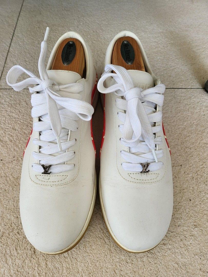 Louis Vuitton x Supreme White Sneakers Shoes Size 6.5, Luxury