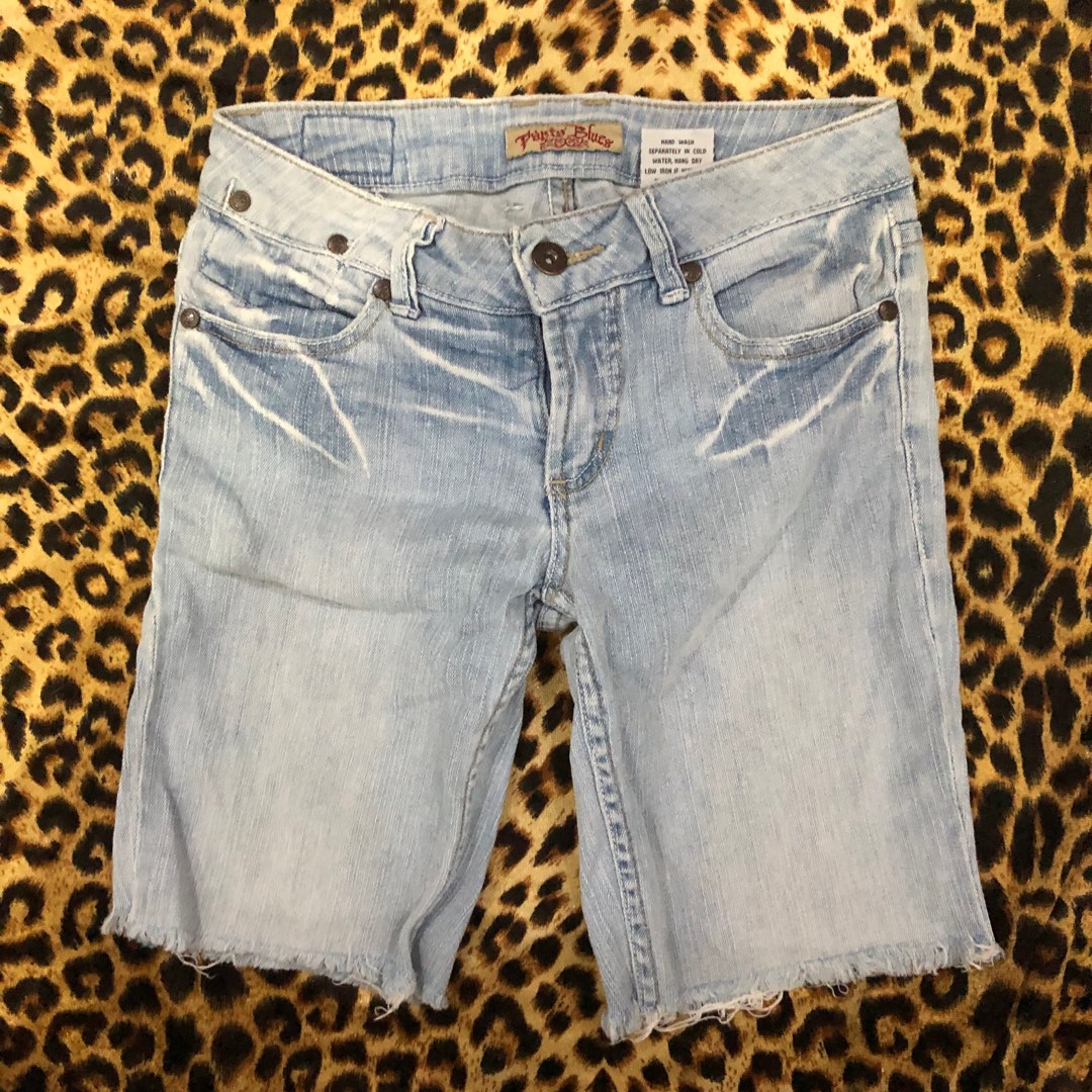 low waist light wash jean shorts jorts on Carousell