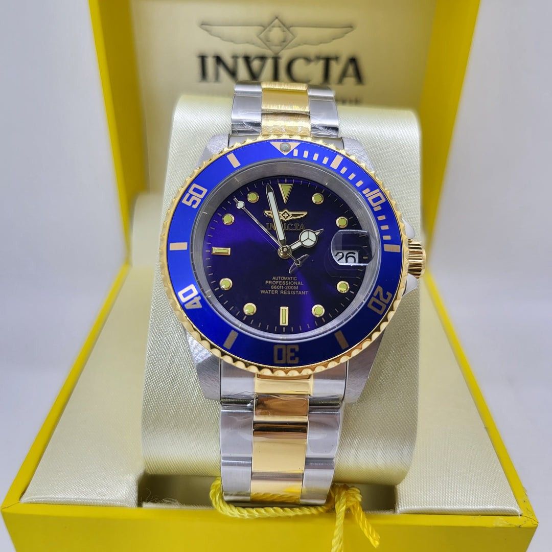 *Lowest Price*Invicta Pro Diver 200m Men's Automatic Blue Dial Two-tone  Stainless Steel Watch invicta Birthday gift birthday (BRAND NEW IN BOX)