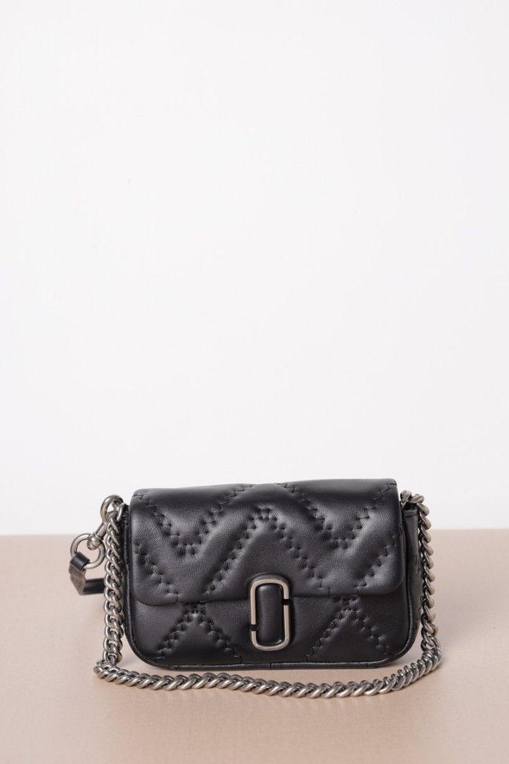 MARC JACOBS Mini The J Marc Shoulder Bag in Black SHW Quilted