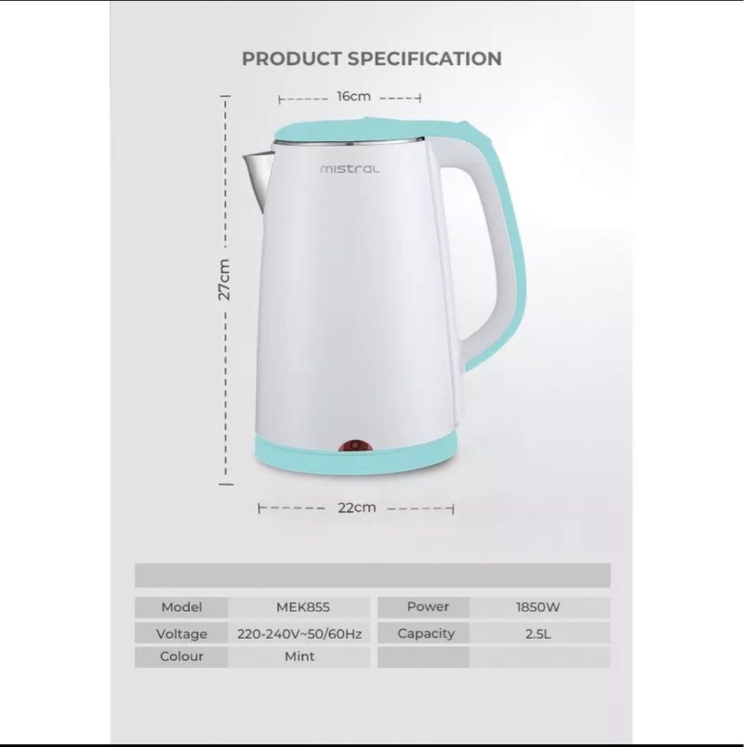 Mistral 2.5L Electric Kettle MEK855, TV & Home Appliances, Kitchen