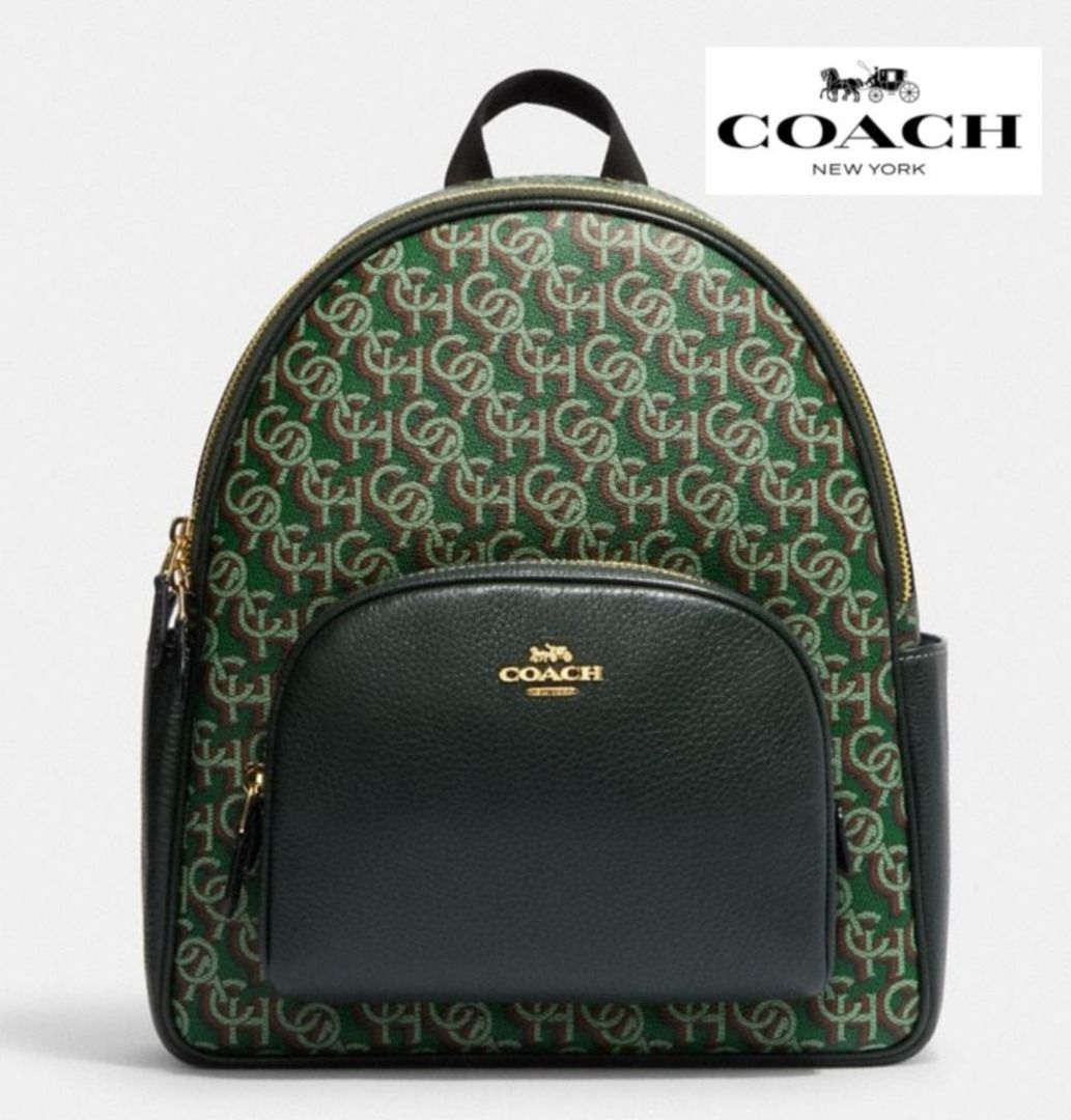 New Coach Original Green Collection Court Backpack With Coach Monogram Print Backpack For Women Come with Complete Set Suitable For Gift Luxury Bags Wallets on Carousell
