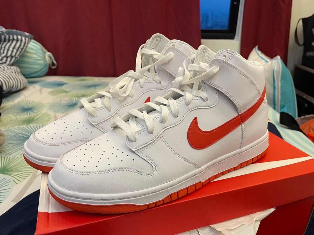 Nike dunk hi red cheap white