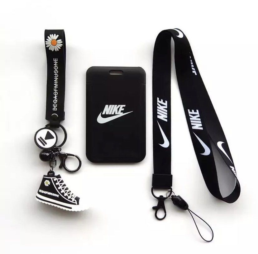 Nike ID Credit Bank Card Holder Students Bus Card Case Lanyard Removable Identity Badge Cards Cover